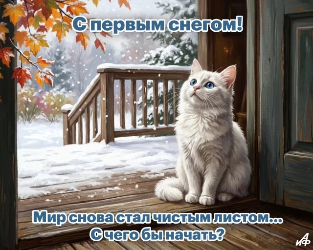 открытка с первым снегом картинка для чатов