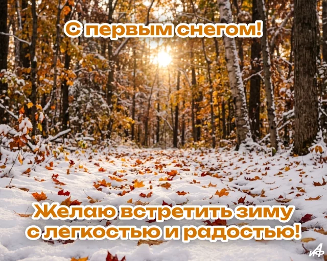 открытка с первым днем снега
