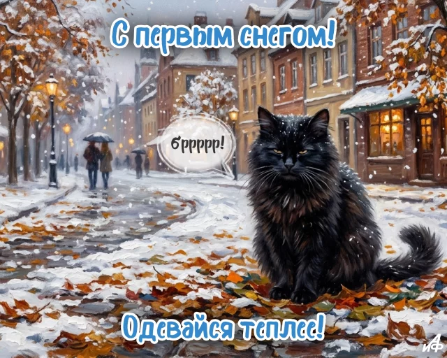 картинка первый снегопад и теплое пожелание