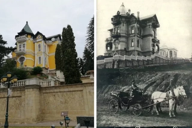 Особняк Матильды Кшесинской в 2026-м и 1905-м годах.