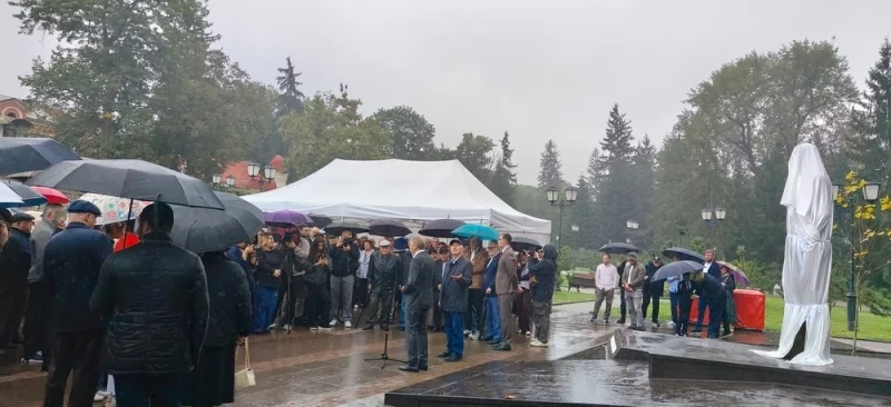 Погода в день открытия памятника выдалась пасмурной.