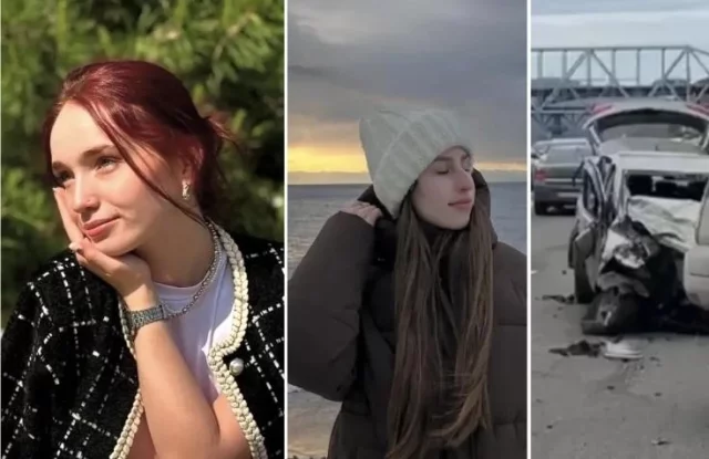 Дарья Присяжнюк (слева) и Анастасия Глушкова (справа), разбитое авто