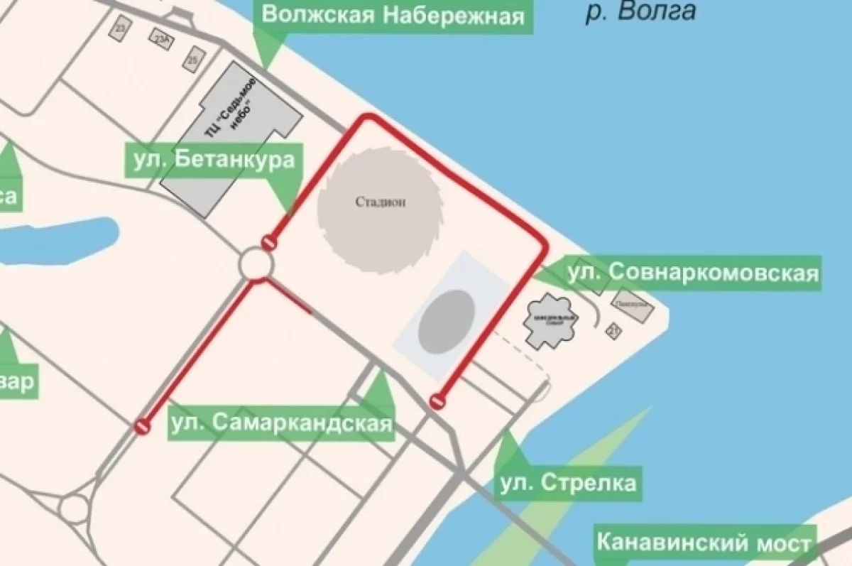 Несколько улиц перекрыли в районе «Совкомбанк Арены» в Нижнем Новгороде