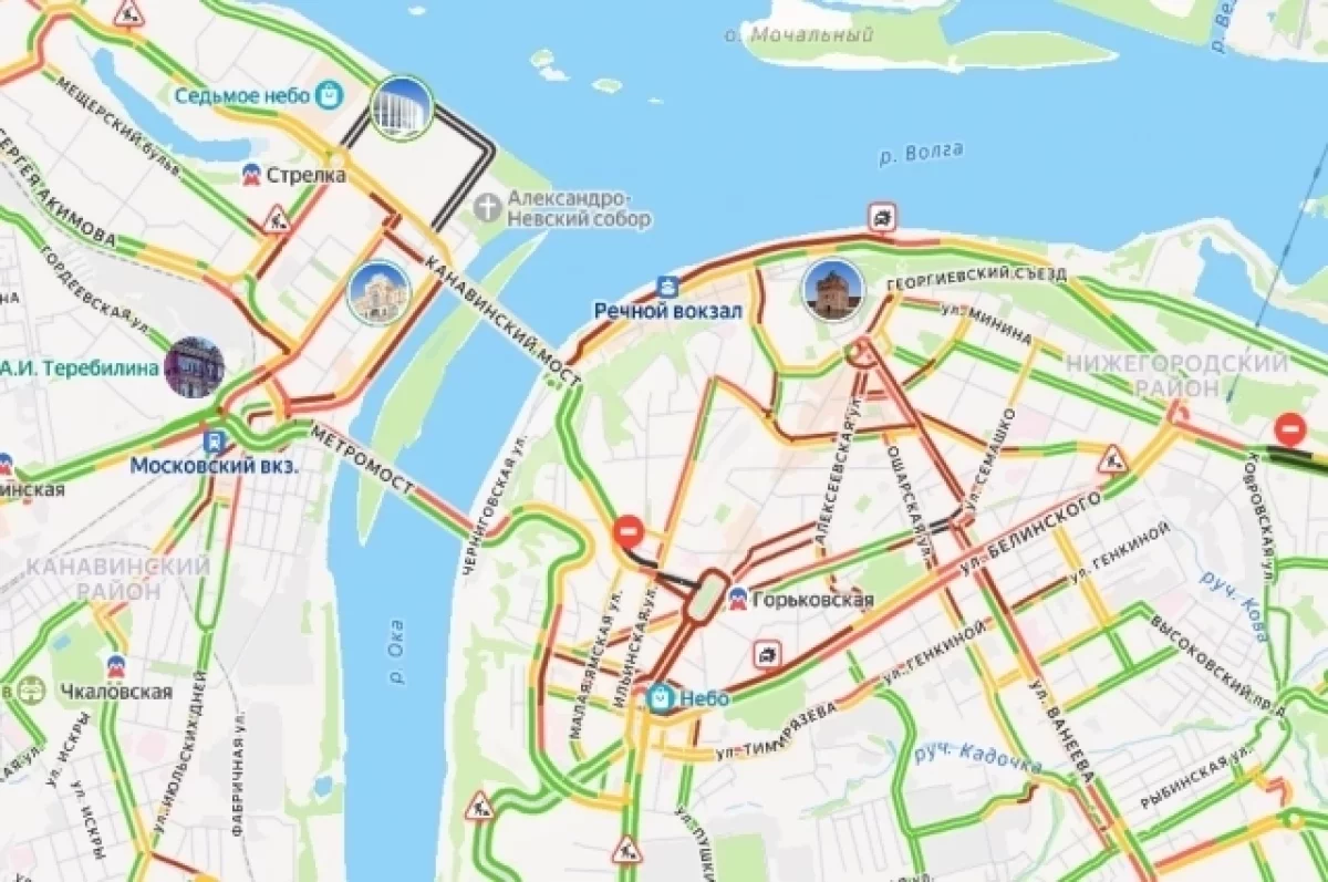 8-балльные пробки сковали движение в Нижнем Новгороде