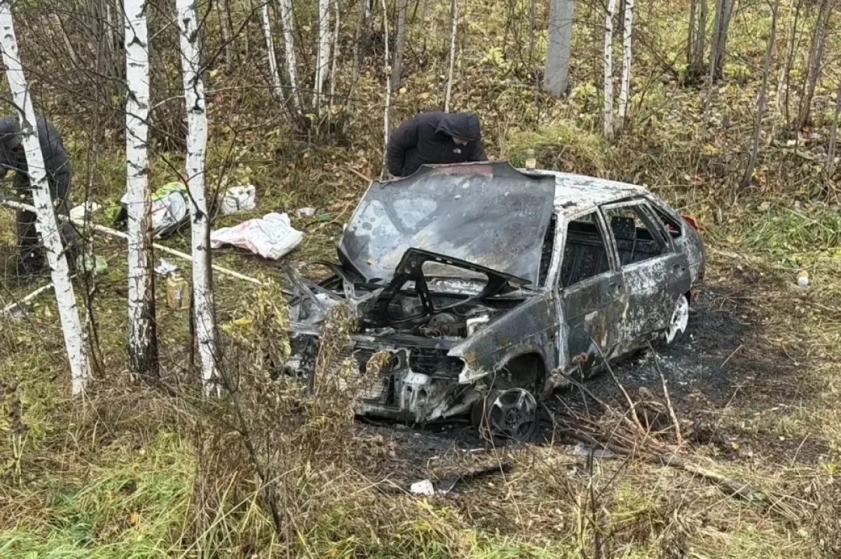 Под Томском ВАЗ съехал в кювет и загорелся, никто не пострадал