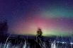 Северное сияние над Иртышом в селе Красноярка — небо переливалось розовыми, фиолетовыми и зелёными красками.