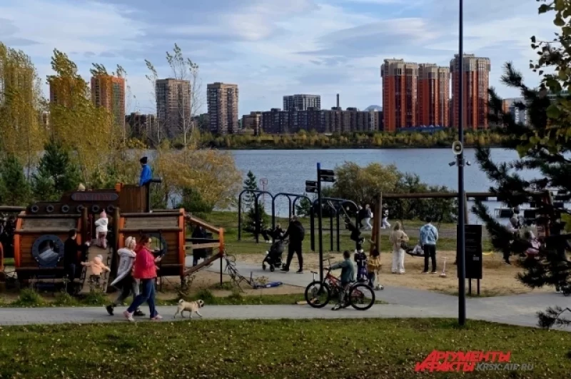 Входная зона начинается с пляжа в лежаками и столиками для пикника.