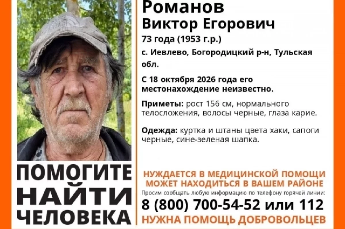 В Тульской области ищут 73-летнего мужчину, пропавшего в лесу