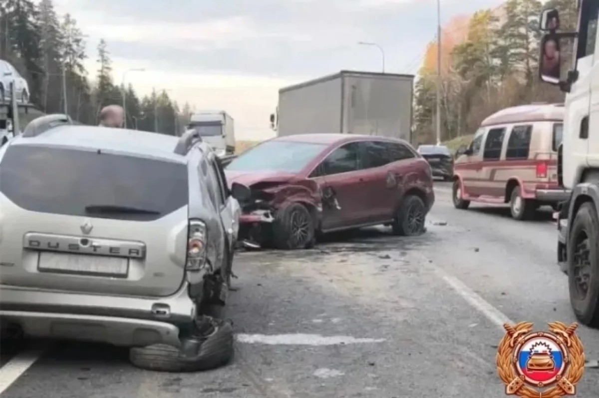 В массовой аварии на трассе в Тверской области пострадала женщина
