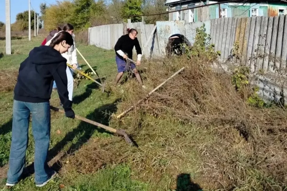 Активисты провели уборку на участке у матери погибшего участника СВО