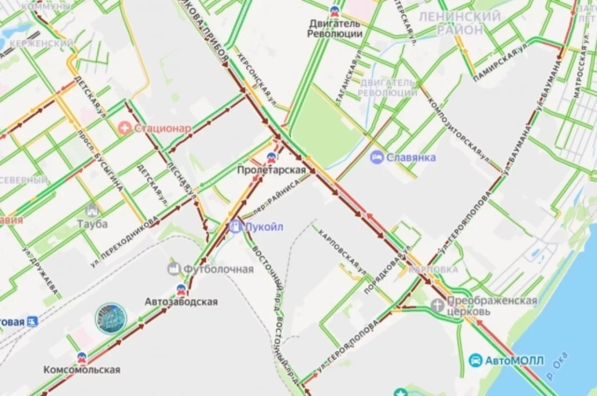 Мызинский мост и Автозавод встали в гигантских пробках утром 27 октября