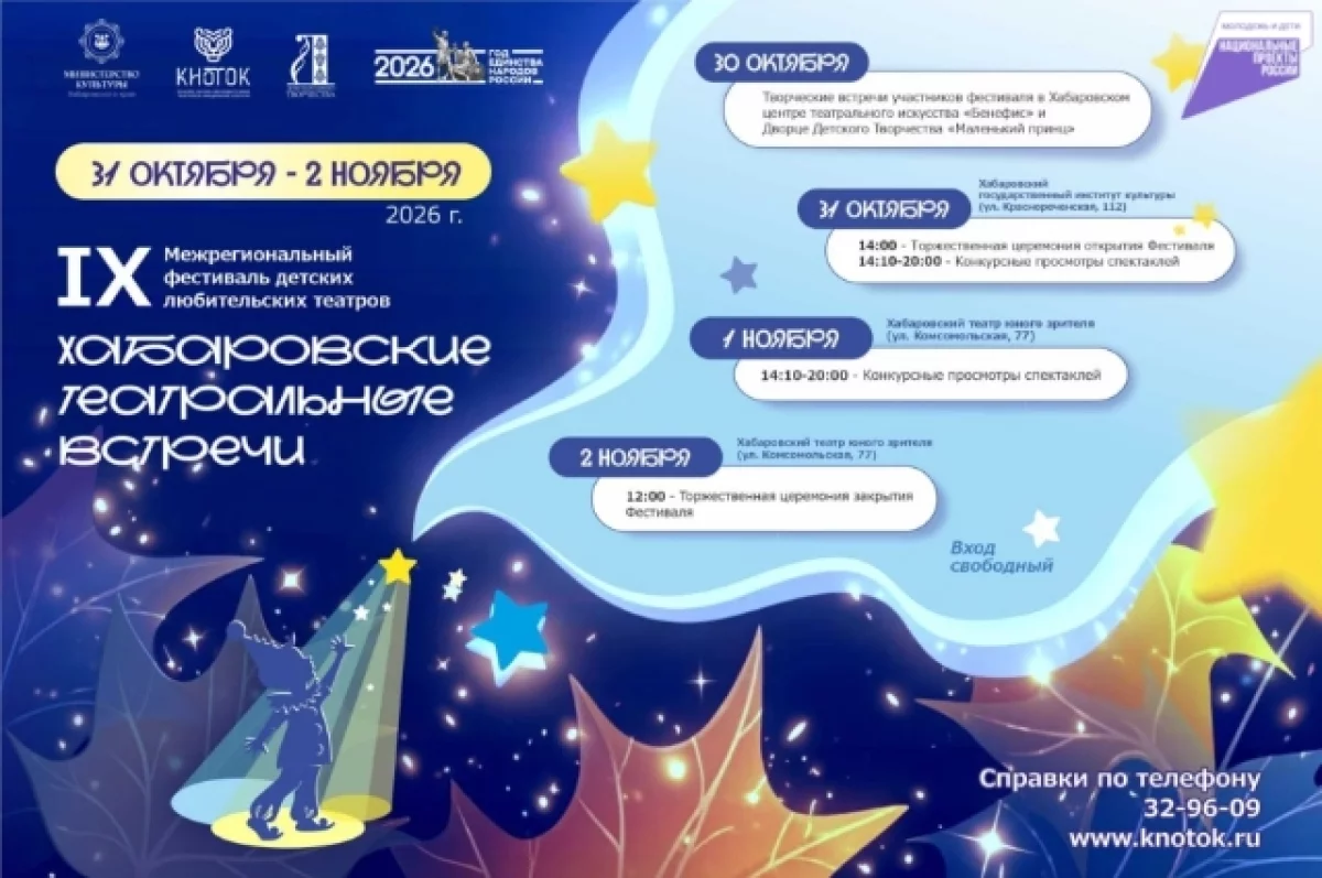 В Хабаровске покажут 22 спектакля юных актёров из трёх регионов ДФО