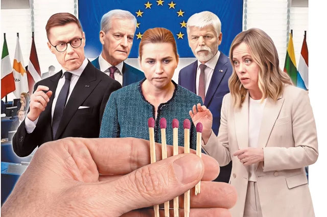 В качестве переговорщика по Украине от лица Европы рассматриваются пять кандидатов (слева направо): президент Финляндии Александр Стубб, премьер‑министр Норвегии Йонас Гар Стёре, премьер‑министр Дании Метте Фредериксен, президент Чехии В качестве переговорщика по Украине от лица Европы рассматриваются пять кандидатов (слева направо): президент Финляндии Александр Стубб, премьер‑министр Норвегии Йонас Гар Стёре, премьер‑министр Дании Метте Фредериксен, президент Чехии Петр Павел и премьер‑министр Италии Джорджа Мелони