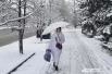 От снегопада приходится спасаться зонтом!