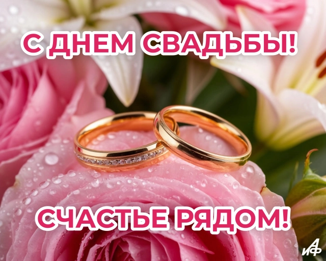 открытка на свадьбу с цветами и кольцами нежная романтика