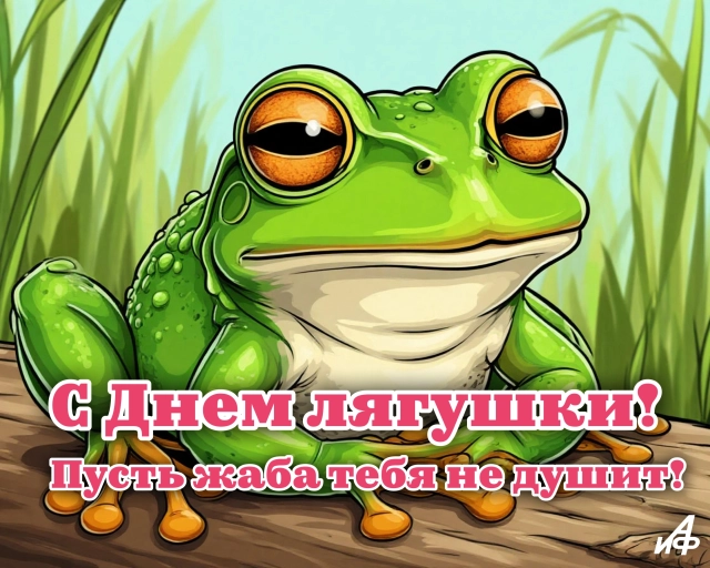 открытка с днем лягушки 25 апреля