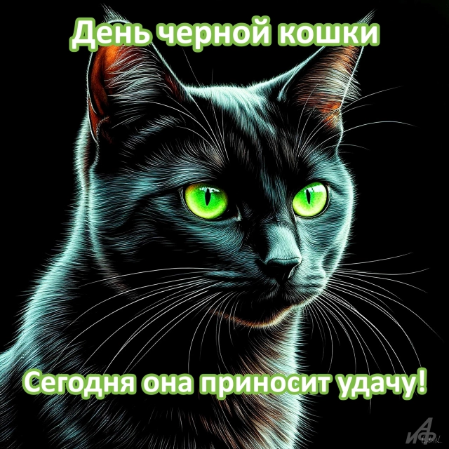 открытка день черной кошки