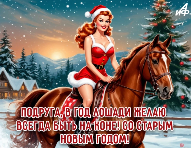 старый новый год открытка подруга