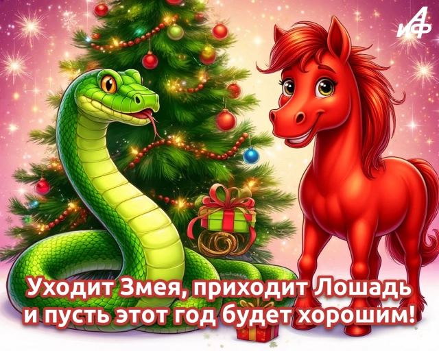 открытка новый год красная лошадь