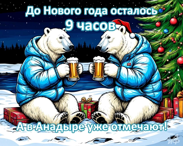 9 часов&nbsp;до нового года открытки