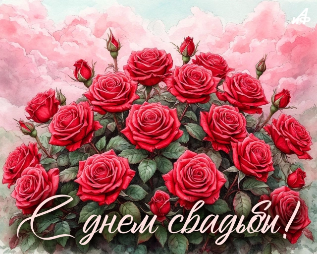 открытка с розами в день свадьбы красивая картинка