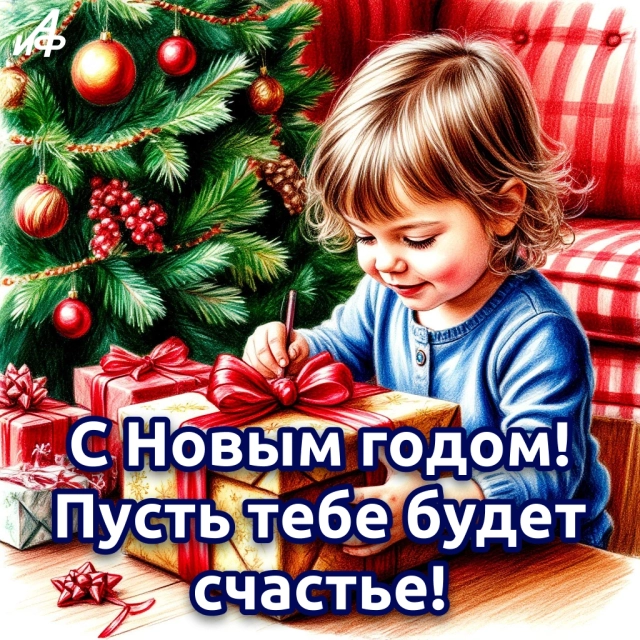 открытка новый год счастье