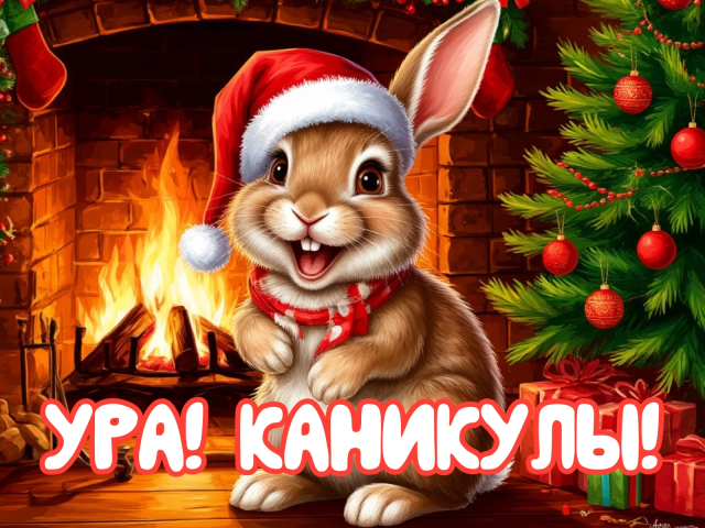 новогодние каникулы открытка