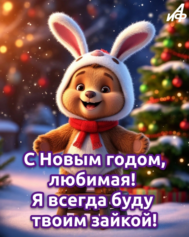 открытка новый год для любимой девушки с юмором
