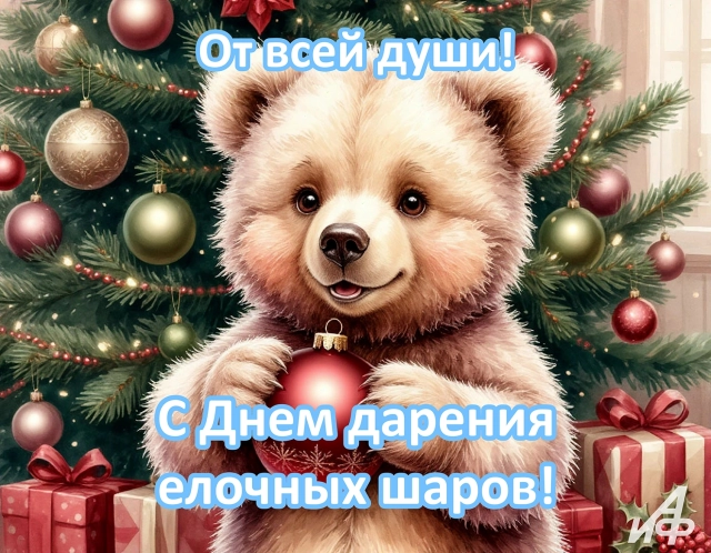 25 декабря день дарения елочных шаров открытка