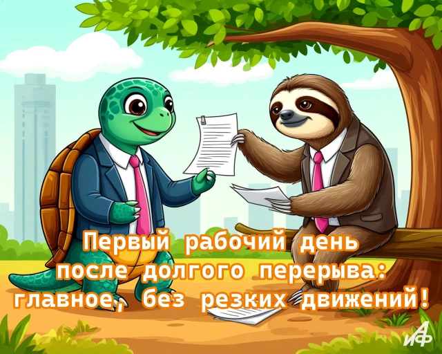 с первым рабочим днем открытки с черепахой