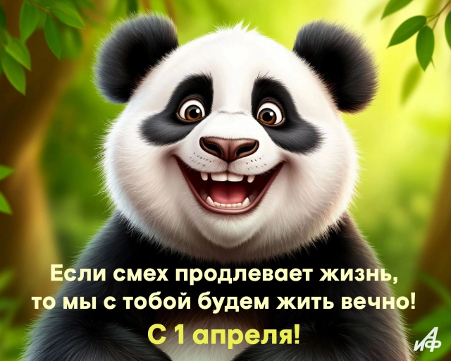 открытка с 1 апреля прикольная картинка день смеха панда