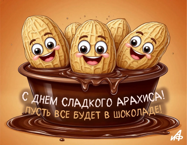 25 февраля день арахиса в шоколаде открытка
