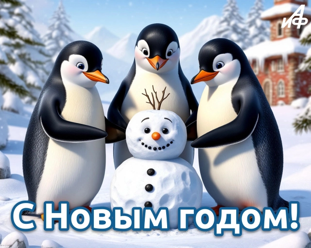 с новым годом открытка снеговик