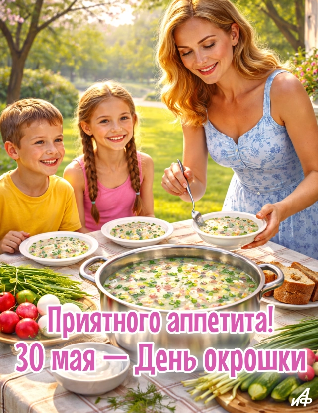 день окрошки 30 мая красивая открытка