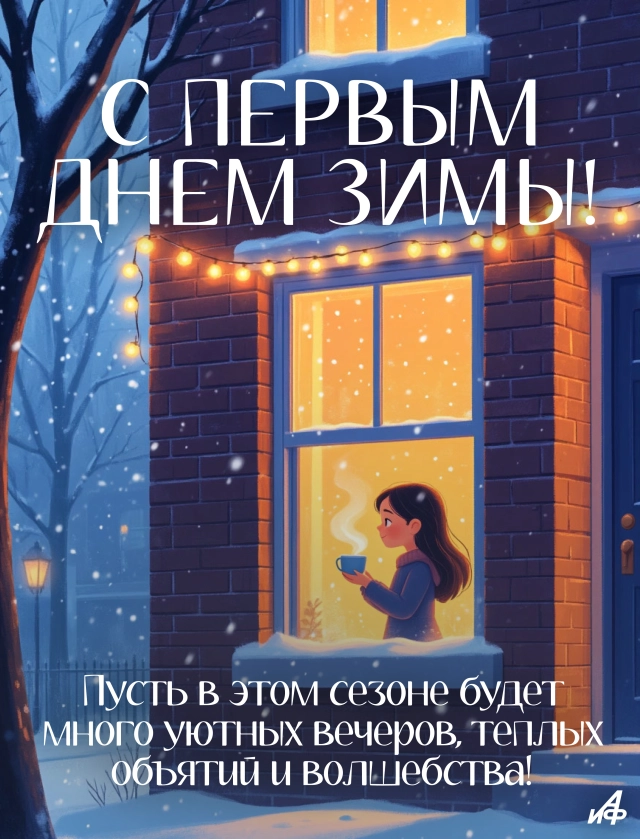 открытка первый день зимы