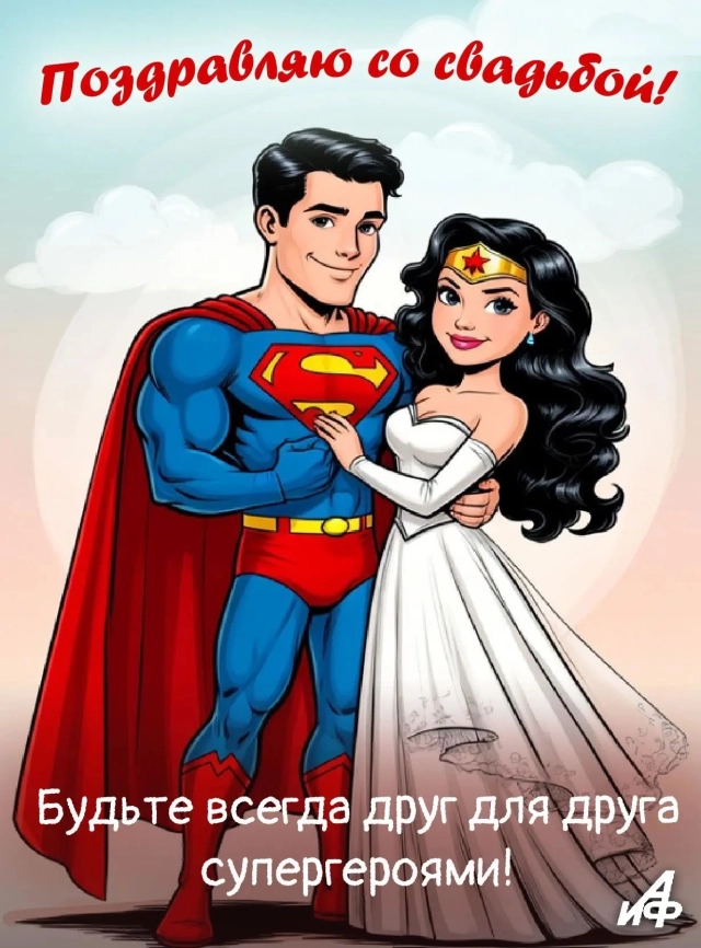 с днем свадьбы открытка супергерои открытка от друзей