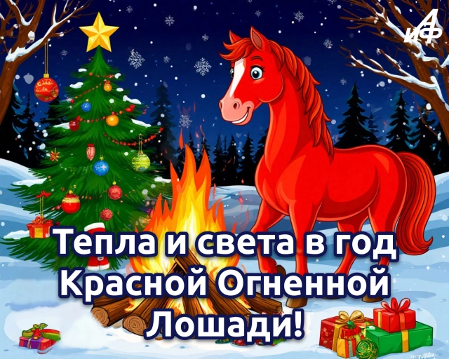 с годом лошади открытка