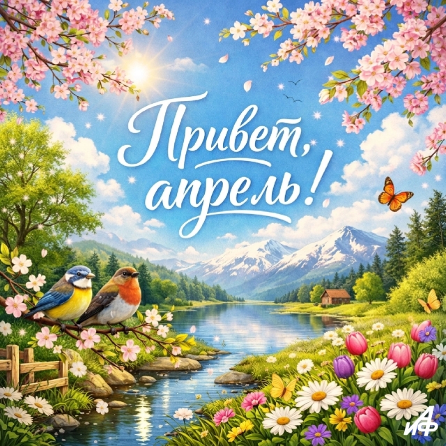 привет апрель открытка красивая весна настроение