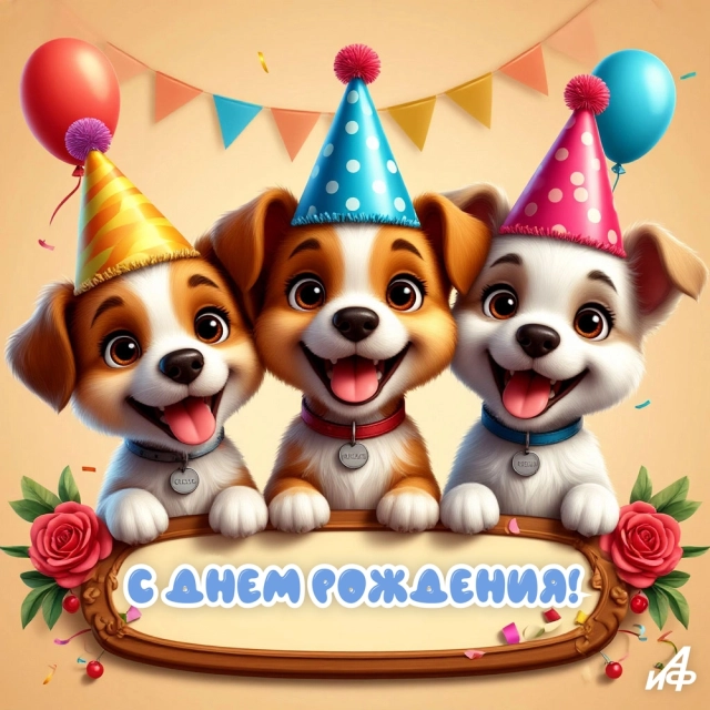 с днем рождения открытки щенки милота