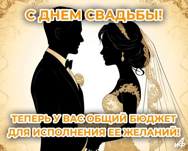 открытка свадьба золото и белый шутка юмор