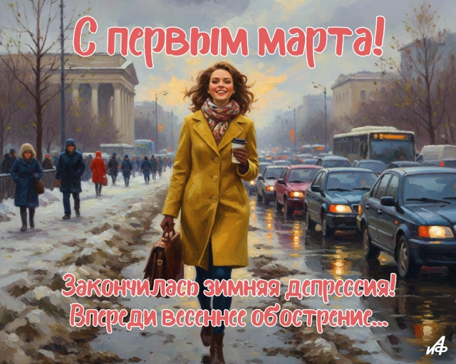 открытка 1 марта, последний день весны
