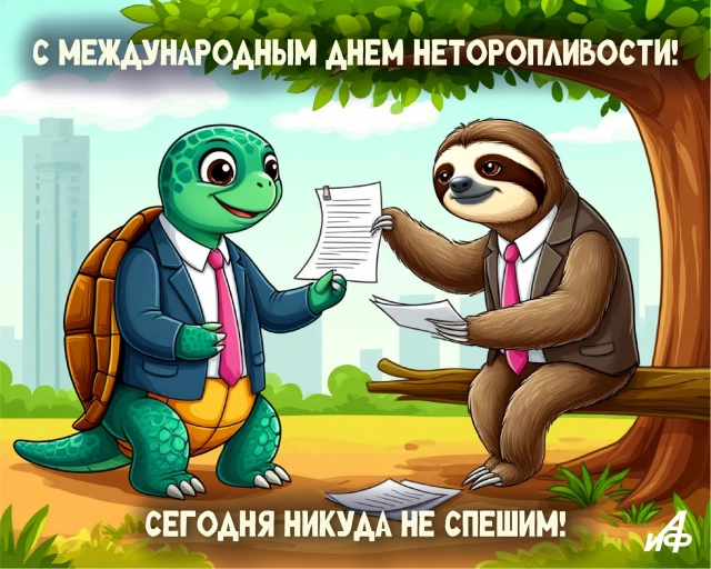 26 февраля день неторопливости открытка