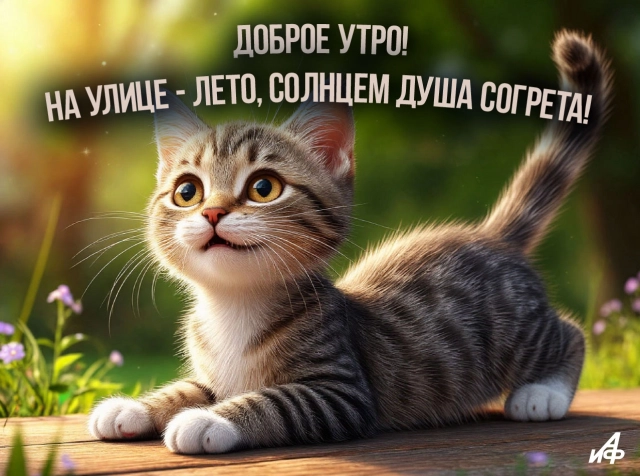 открытка с добрым утром котик