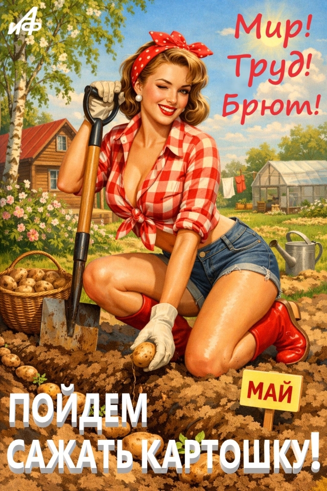 1 мая открытка дача картошка красота