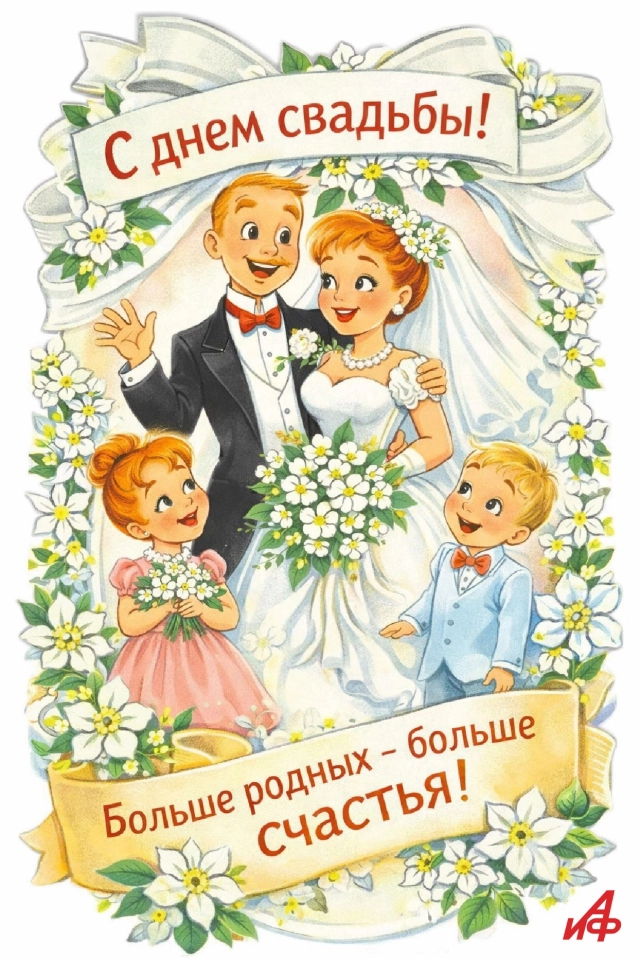 красивая открытка свадьба винтаж ретро стиль