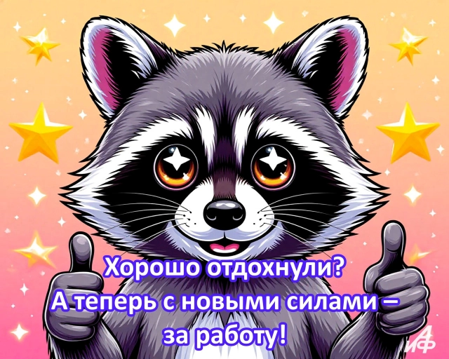 первый рабочий день открытки с енотом