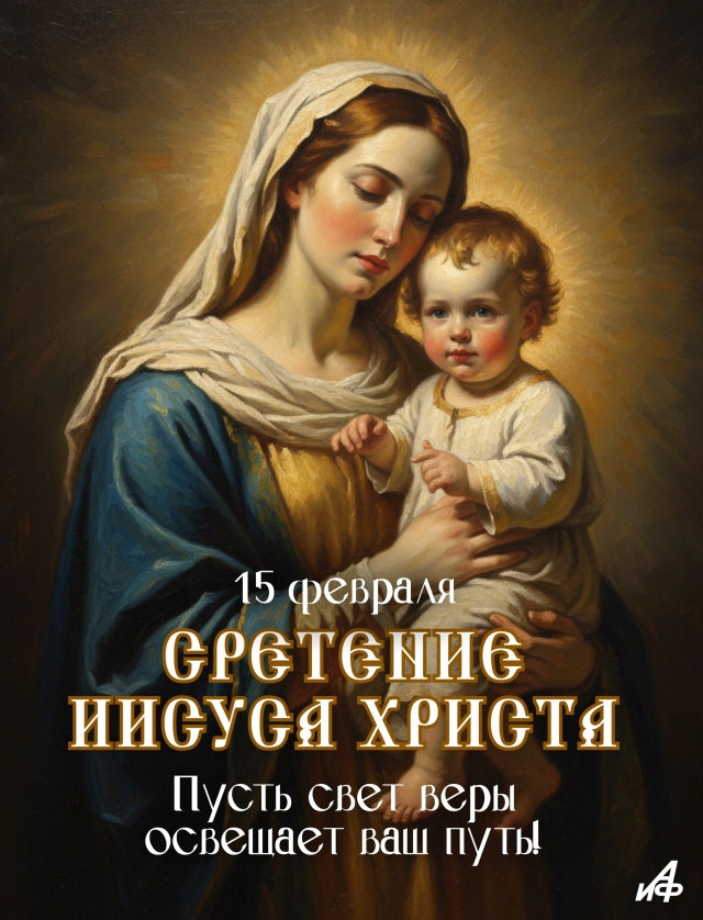 открытка 15 февраля Сретение Господне