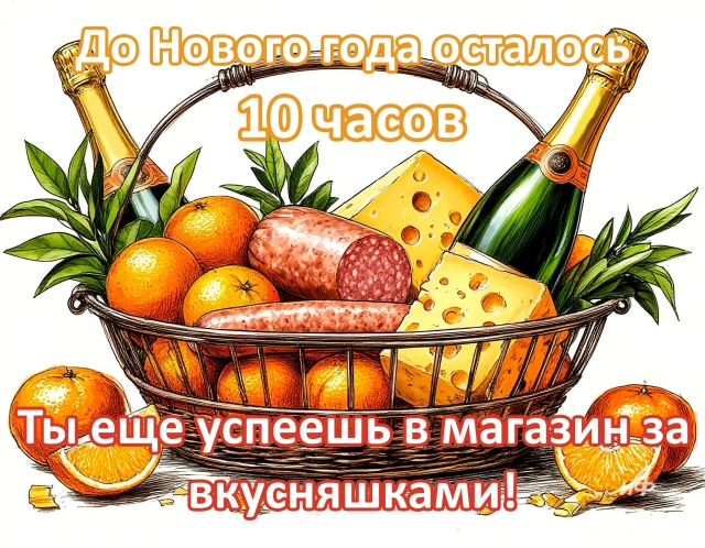 10 часов&nbsp;до нового года открытки