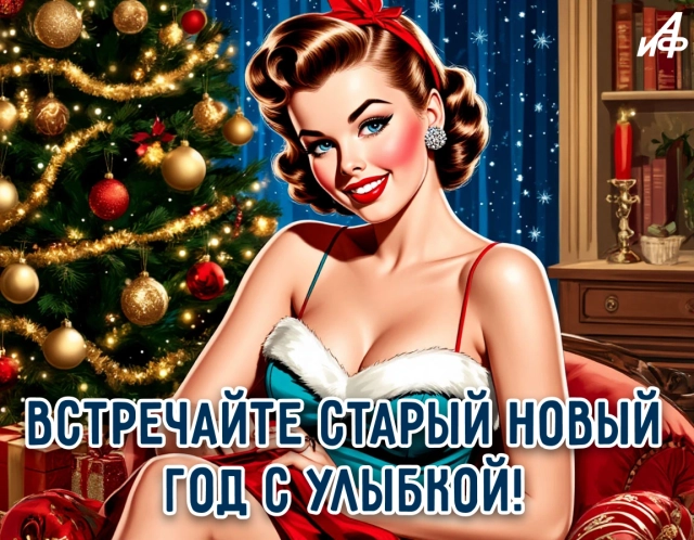 старый новый год открытка улыбка