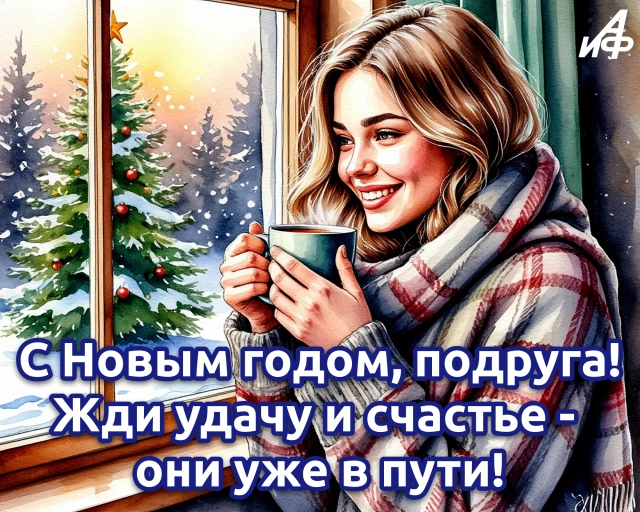 открытка подруге новый год